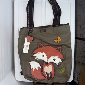 New Chala Handbags Fox Messenger Tote Bag Olive Green Faux Leather